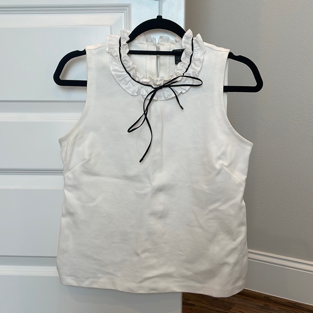 Jcrew White Ruffle Top